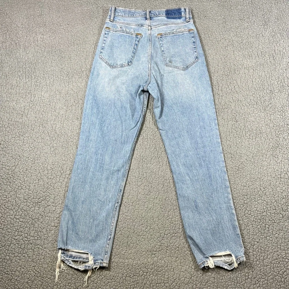 Abercrombie & Fitch Curve Love Ultra High Rise Ankle Straight Jeans Blue 26 2R - Picture 3 of 13